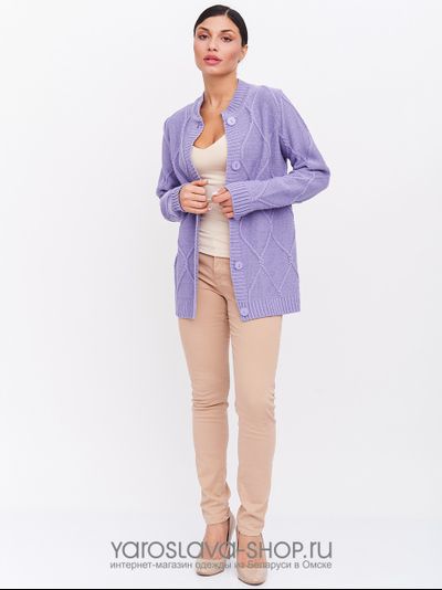 Женский вязанный жакет сиреневого цвета