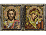 Православный складень парный Христос Спаситель и Пресв. Богородица Казанская CA7200, Nova Sloboda (набор для вышивания)