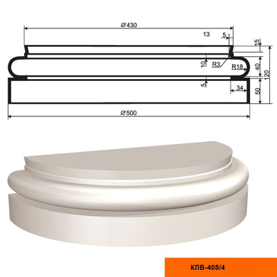 Основание к фасадной полуколонне LEPNINAPLAST ПЛВ-405/4 HALF