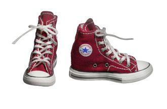 Женские кеды (красные) 1/6 hand-made high-top canvas women's shoes (WK-88007D) - WOLFKING