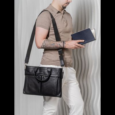 Кожаная мужская сумка Talponera black (арт. 5019-01)