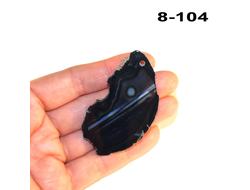 Агат натуральный (срез) черный №8-104: с отв. - 17,9г - 60*33*5мм