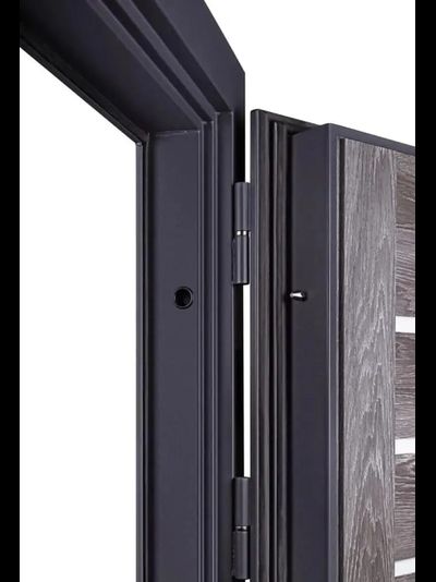 ЙОШКАР-ОЛА. АНТАРЕС. СТАЛЬ 2 мм. ТЕХНО СТРОНГ 115/ 125. МУАР СЕРЫЙ (Ral 7024)/ ДУБ ШАЛЕ СЕРЕБРО-СТЕКЛО СВЕТЛОЕ