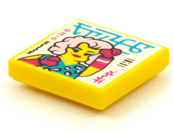 Tile 2 x 2 with Groove with BeatBit Album Cover - Woman with Pink Hair and Magenta Gloves Pattern, Yellow (3068bpb1576)