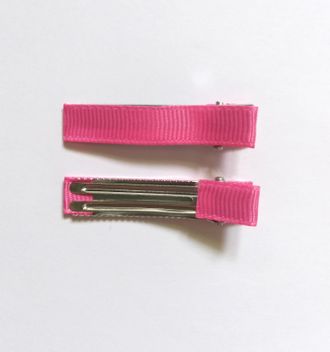 Заколка металл-ткань 50 мм, цвет ярко розовый