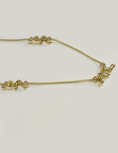 (АРТИКУЛ: 8749/03) КОЛЬЕ ЖЕНСКОЕ, ДЛИННОЕ С ПОДВЕСКАМИ "ЧЕЛОВЕЧКИ", ЗОЛОТИСТЫЙ МЕТАЛЛ