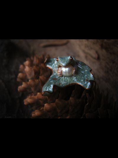 "Аларлимбская лягушка", эльфийская брошь в стиле фэнтезийного арт-нуво