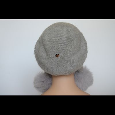 Серая женская шапка ушанка с помпонами Vizio Италия 6970