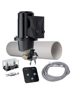 Электрическое подруливающее устройство QUICK BTQ 125, 12В, УПОР 30 КГС в комплекте с кабелем и пультом управления, мощность 1,5 кВт, со стеклопластиковым тоннелем 125мм, ДЛЯ СУДОВ ДЛИННОЙ ОТ 7 ДО 8 МЕТРОВ (KIT)