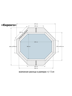 Деревянный морозоустойчивый бассейн "Киренга" 465 х 370 х 145 см Кристалл