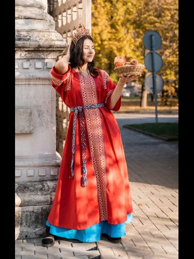 Платье &quot;Красный Рассвет&quot; ручное ткачество