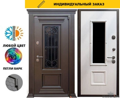 Империал Glass Шпон дуба эмаль белая, 26 мм, гладкая прижимная рамка, шагрень белая