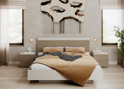 Атлантис Кровать КР-001 (сп.место 1.6х2.0м) Кашемир / МДФ - матовая Флан GA-06 ( с основанием)