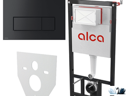 Рамная инсталляция AlcaPlast AM101/1120-4:1 RU M578-0001 SET 4v1 с черной клавишей в магазине Marysя