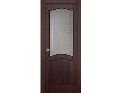 Дверь Лео ДО, тонированный массив в цвете махагон