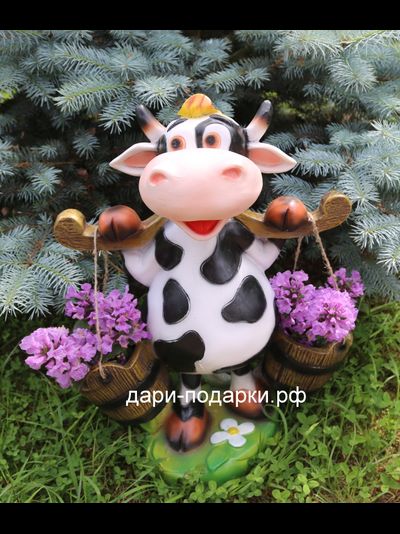 Кашпо Корова с двумя кашпо 50*40см  полистоун пр-во Россия  4148/016732*