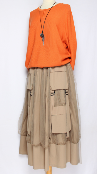 Джемпер тонкий ХЛОПОК "ТРИ ПУГОВКИ"  бежевый, трава, оранжевый  до р.50