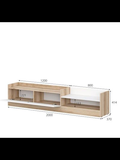 Брауни тумба для телевидеоаппаратуры Дуб Делано/Белый