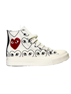 Кеды Converse Play Comme Des Garçons с сердечками белые