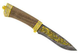 Нож охотничий Н6 "Дамаск" Золото