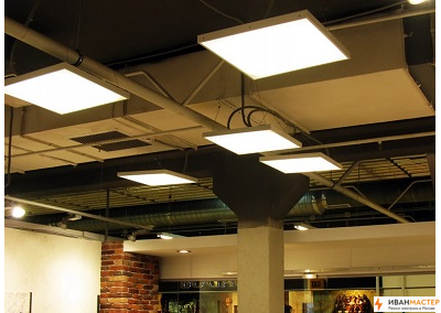 Установка светодиодных светильников в здании ИВАНМАСТЕР