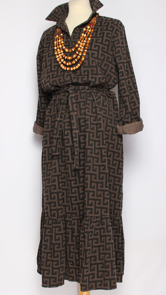 Платье-рубашка Бохо "ОРНАМЕНТ1" шоколад р.44-46