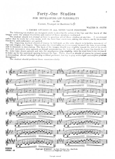Smith, Walter M.  Lip Flexibility on the Trumpet :  41 studies