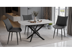 Стол обеденный Ниагара Тип 1 Черный муар/Стекло глянцевое белое
