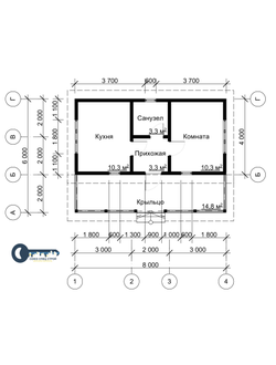 Д-05 ДАЧНЫЙ ДОМ ИЗ БРУСА: ГАБАРИТНЫЕ РАЗМЕРЫ: (6Х8М), ОБЩАЯ ПЛОЩАДЬ: 48М²