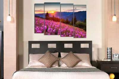 Модульная картина "Цветущий склон"