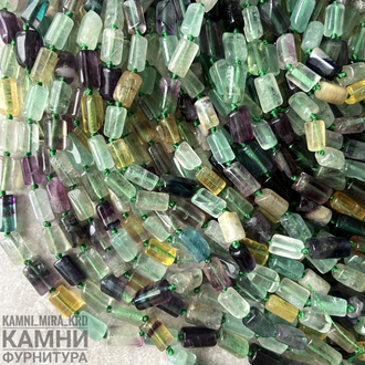 Флюорит цилиндры 9,3-13х6-7,1 мм, цена за нить 19 см