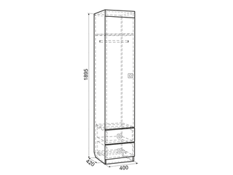 Модульная Форсаж Шкаф комбинированный (с ящ. 1-створчатый) Размер: ш=400 мм, г=420 мм, в=1895 мм
