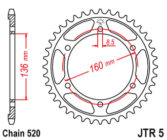 Звезда ведомая (47 зуб.) RK B4759-47 (Аналог: JTR5.47) для мотоциклов Aprilia, BMW, Husqvarna