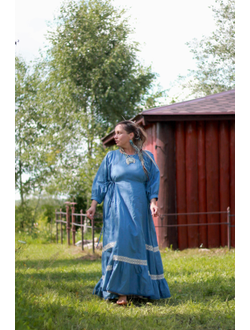 Платье в русском стиле из конопли "Хозяйка Судьбы"