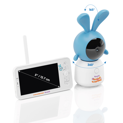 Комплект Ramili Baby RV100KROSH Крошик, Малышарики, Wi-Fi моторизированная видеоняня с креплением + монитор с диагональю 12,7 см., интерком, DVR, 2k (3Mpx)
