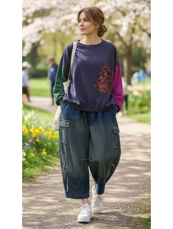 Джинсы "Карманы клапаны" синие р.48-54