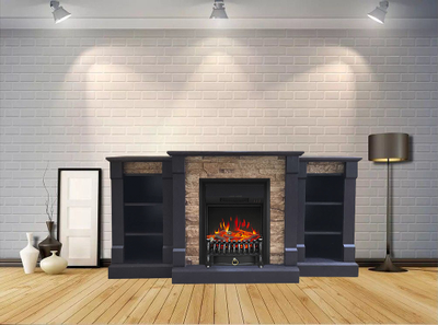камин Моника LUX BL M4 с очагом Fobos