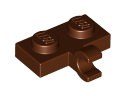 Plate, Modified 1 x 2 with Clip on Side Horizontal Grip, Reddish Brown (11476 / 6185998 / 6313124)
