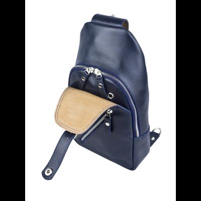 Кожаный кросс-боди рюкзак Crespino blue (арт. 3106-19)