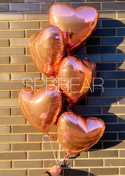 Фольгированные шары Сердца 5 штук розовое золото