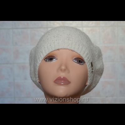 Берет на осень женский Vizio Италия 5892 BO вязаный белый