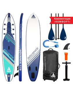 Надувная SUP-доска Сапборд (SUP board) Alpha Supboard ADVANCE PRO-11.6 COMFORT BLUE