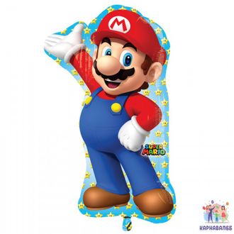 Марио шар фольга 83 см ( шар + гелий + лента ) С