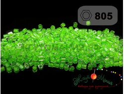 Toho Hexagon 11/0 805 Окрашенный изнутри люминесцентный неоновый салатовый