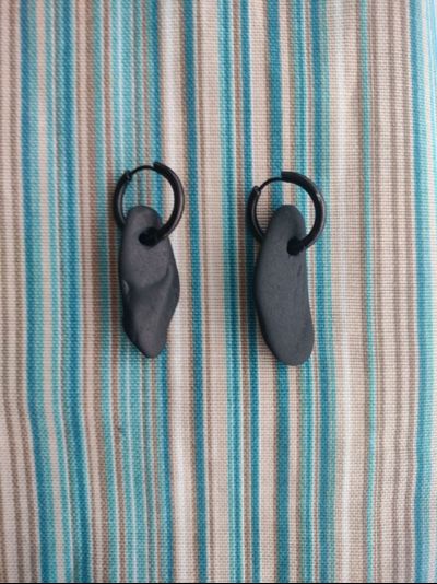 Серьги &quot;Щельга&quot;  (из шунгитовой гальки)