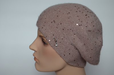 Розовый женский берет вязаный Vizio Италия 6943