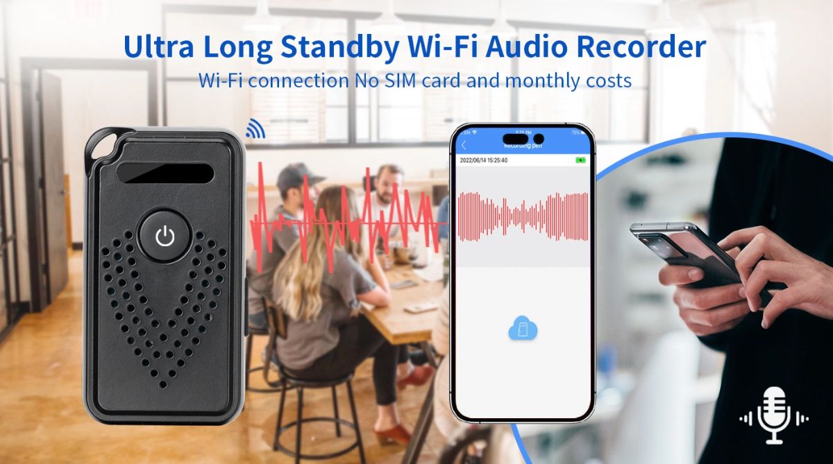 DE/AR1 Wi-Fi аудио диктофон, встроенный регистратор, доступ с мобильного (CamSC Pro)