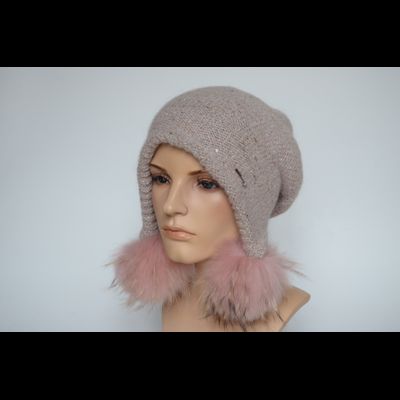 Шапка ушанка розовая с помпонами Vizio Италия 8022