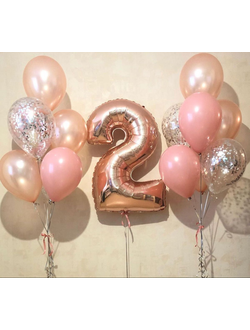 Набор шаров с гелием "Пудра" с цифрой