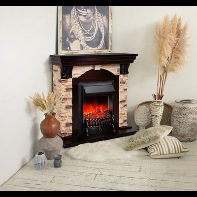 Угловой электрокамин Dublin Rock AO с очагом Fobos RC